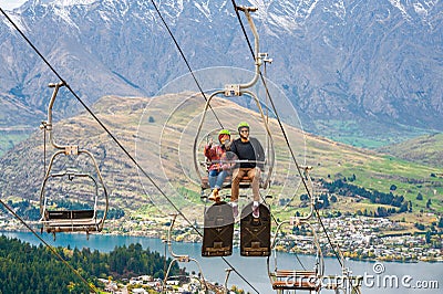 LUGE RIDE IN QUEENSTOWN. Editorial Stock Photo